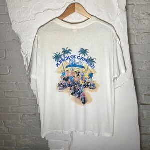 Vintage 1990 Joe Camel A Pack of Camels T Shirt XL White Pocket Single Stitch